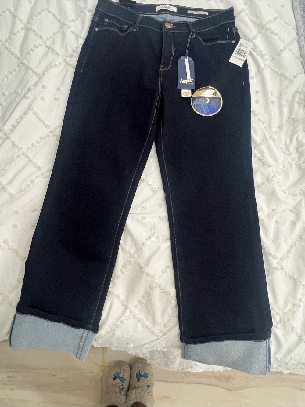 Angels Women's Dark Blue Roll-Cuff Jeans